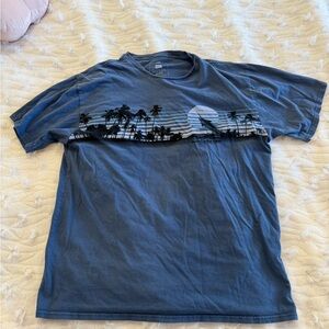 Quiksilver Blue Palm Tree Graphic Tee